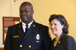 Deputy Chief of Fire Elton Davis and Mayor Miner
