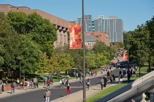 Campus Scenes Fall Students Walking University Place Banner