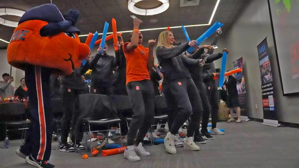 SU Women's Team celebrate their selection to compete in the NCAA Tournament